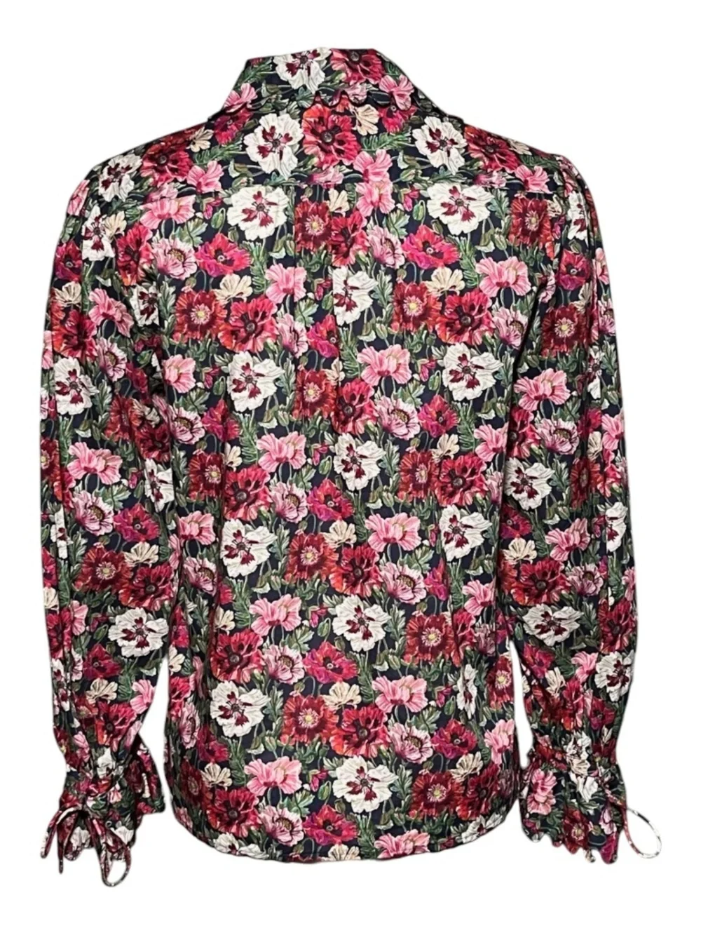 J.Crew Liberty Fabric Poppy Amelie Floral Pintuck Blouse Tie Neck Small